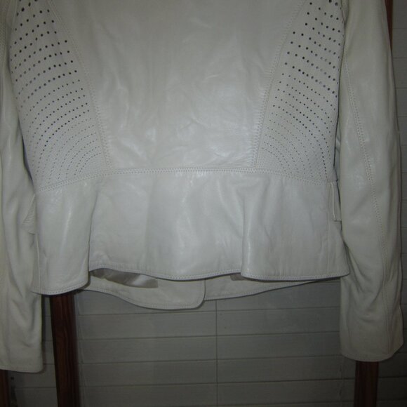 Per Se White Leather Blazer Jacket Women's 12 - Picture 7 of 12